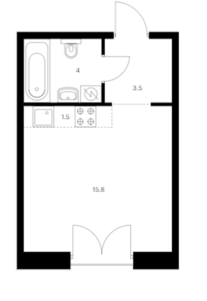 Квартира студия 24.8 м², 2/9 эт., ЖК «Лермонтовский 54»